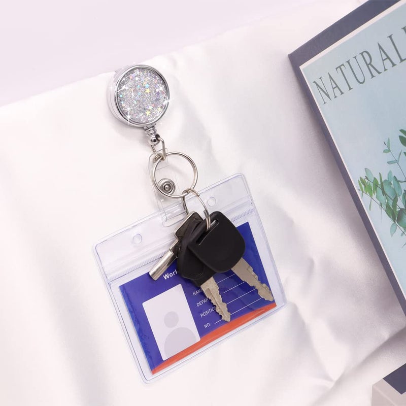 Boutilon Retractable Badge Holder, Retractable Badge Reels,Lightweight Plastic Badge Reel Card Holder with Key Ring Backing Belt Clip for Nurse,Volunteer,Teacher,Student(1 Pack Silver) - Image 4